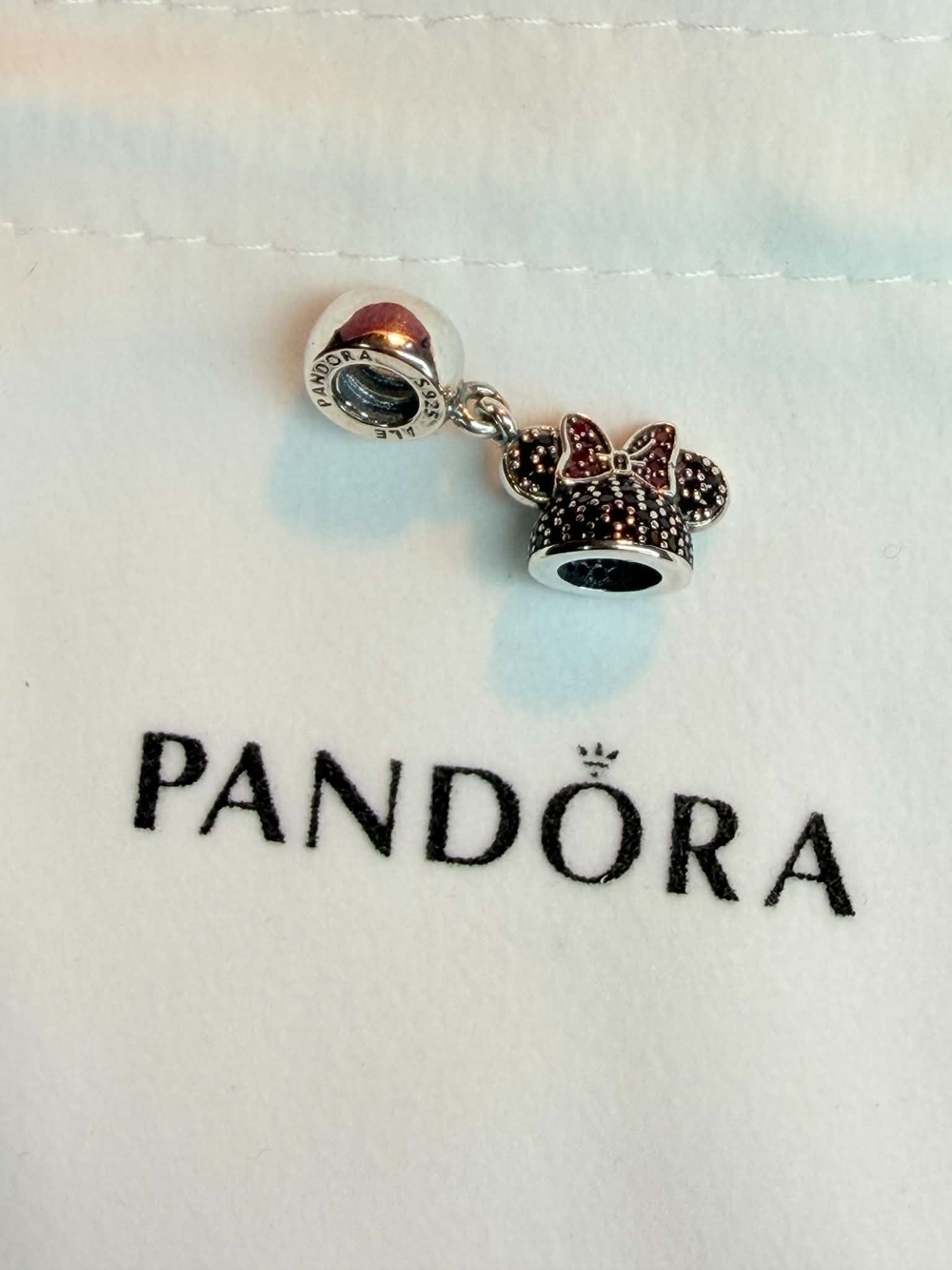 Pandora Kids Silver Minnie Mouse Charm with Pink Bow